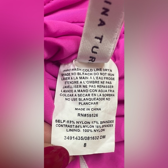 Trina Turk Women's Ruffle Off the Shoulder One Piece Swimsuit Hot Pink Size 8 - Picture 6 of 9